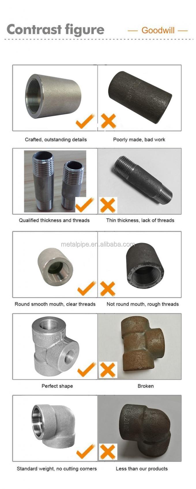 Tubo de encaixe 45 graus SW/TH 3000LB ASTM A182 F316L ASME B16.11 Aço inoxidável 3/4 Filamento 2