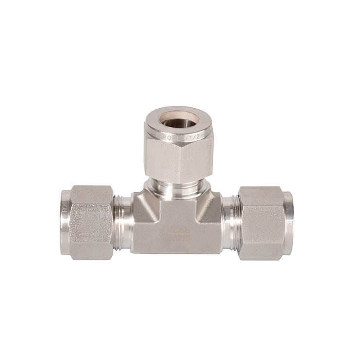 Stainless Steel Double-Ferrules Compression OD 3/8" Tube Union Tee SS304 Or SS316