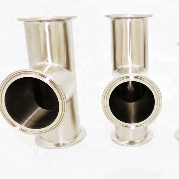 DIN25 tri clamp Tee with quick connection fitting for stainless steel pipes in food industry